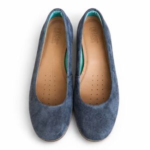 Duluth Suede Ballet Flats Blue Comfort Slip On Casual Shoes Size 8
